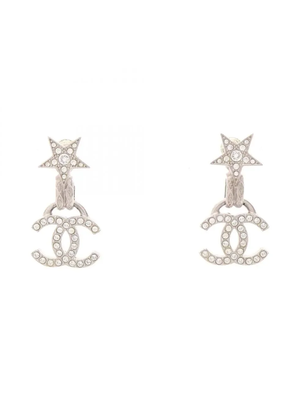 Chanel Cc Logo Star Earrings Silver- #327454C12B